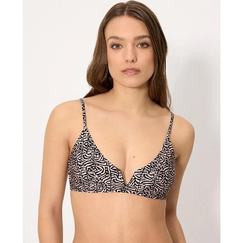 Tops de bikini triángulo estampado con brillo en copa B - Ysabel Mora - FashionsVida