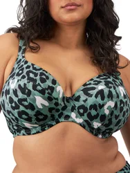 Womens Jungle Bay Plunge Bikini Top - Green Polyamide - Size 38jj