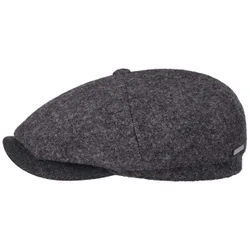 Hatteras Boiled Wool Flat Cap by - dark grey - Size: XXL (62-63 cm)