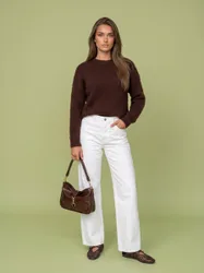 Womens Chocolate Wool Blend Jumper - Size Small