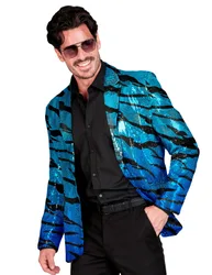 Pailletten Anzugjacke für Herren blau-getigert - male