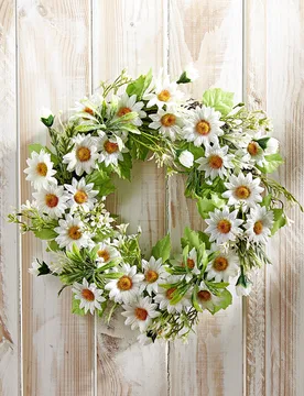 Rattankranz mit Künstlichen Margeriten - Eldo - FashionsVida