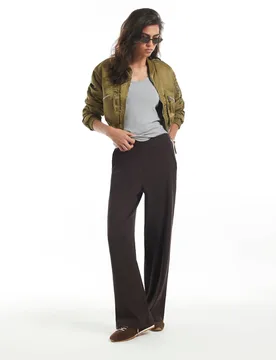 Pure Cotton Wide Leg Joggers Dark Brown female - River Island - FashionsVida