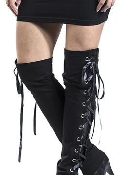 Gothic Kniestrümpfe - Passion - S-M bis L-XL - für Damen - Größe S-M - schwarz - Frauen - female - Gothicana by EMP - FashionsVida
