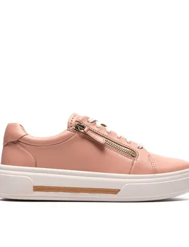 Women's Hollyrose Zip Light Pink Leather Trainers Size: 4-Standard Fit - Pink - Size: 4-Standard Fit - Clarks - FashionsVida
