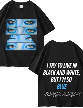 Billie tee Blue Eyes Hit Me Hard and Soft T Shirt men’s women Oversized 100% Cotton short sleeve Summer print Unisex tops - Aliexpress - FashionsVida