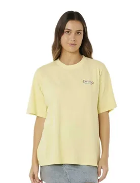 T-shirt à Manches Courtes Surf Revival Heritage Pastel Yellow S - Rip curl - FashionsVida