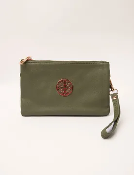 Detailed Zip Up Purse With Detachable Strap - ONE / KHAKI - Blue Vanilla - FashionsVida
