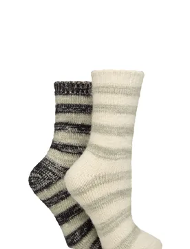 Women's 2 Pair Elle Soft Stripe Boot Socks Black 4-8 - Multi Coloured - Size: Small - SockShop - FashionsVida