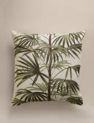 Pure Cotton Fern Tree Cushion Cover Green Mix