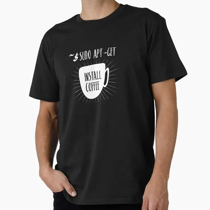 Linux Sudo Apt Get Install Coffee Programmer Coder Graphic T‑Shirt Geek IT Developer Fan Gift Tops S-6XL - Aliexpress - FashionsVida