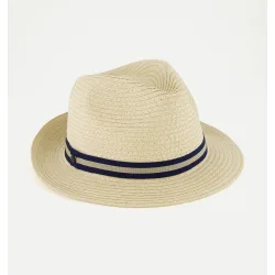 Sombrero de papel plegable con cinta bicolor