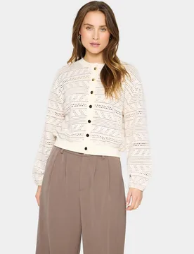 Women's LaycaSZ Long Sleeve Knitted Cardigan Sweater in Fawn Size: 2XL - Fawn - Size: 2XL - Saint tropez - FashionsVida