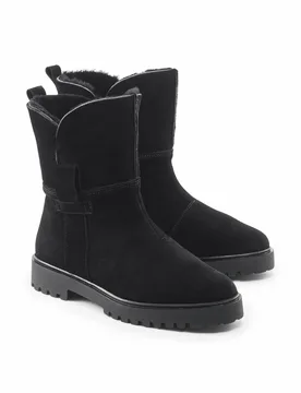 Hallux-Bootie Lammfell - Schwarz - female - Size: 37 - Avena - FashionsVida
