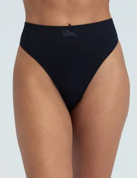 Rib Seamless High Waisted Thong Black female - Boux Avenue - FashionsVida