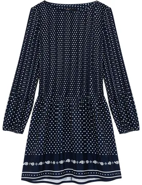 Vestido corto plisado de lunares con mangas abullonadas - Maje - FashionsVida