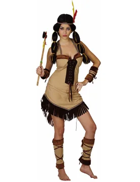 Sexy Indianerin Damenkostüm braun-beige - female - KARNEVAL-MEGASTORE - FashionsVida
