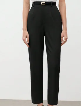 Pantalones de traje negros para mujer, estilo minimalista de unicolor, ropa de oficina casual de negocios, moda elegante de uso diario para verano y d - Shein - FashionsVida