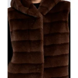 Chaleco der mujer de peluche con capucha