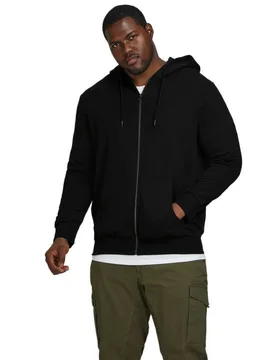 Felpa Con Zip Basic Plus Size Black 4XL - Jack & jones - FashionsVida