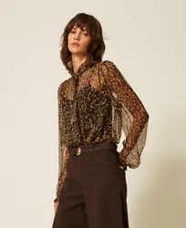 Chemise en crépon de soie animalier