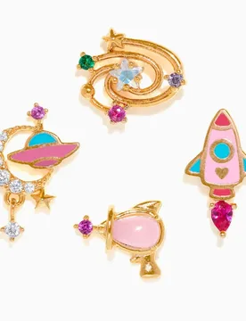 PCS/Set New Fashion Colorful Zircon UFO Rocket Moon Star Stud Earrings For Women Exquisite Sweet Party Jewelry Gifts - Aliexpress - FashionsVida