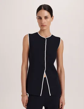 Button Through Waistcoat Black female - Saba - FashionsVida