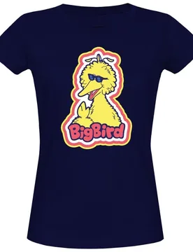 T-Shirt - Bibo Big Bird - M bis XL - für Damen - Größe XL - navy - Lizenzierter Fanartikel - Frauen - female - Sesamstraße - FashionsVida