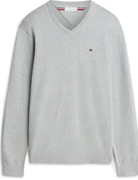 Pull à Col En V Mw0mw42249 Light Grey Heather L - Tommy hilfiger - FashionsVida