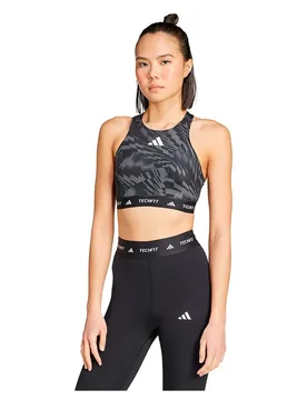Soutien-gorge De Sport à Impact Moyen Techfit High Neck Print Black XL - Adidas - FashionsVida