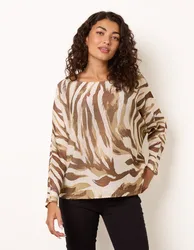 Metallic Batwing Foil Effect Jumper - ONE / MOCHA - female