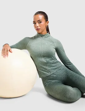 Evocurve Seamless Full Zip Top - Damen, Grün - female - Size: XL - Trailberg - FashionsVida