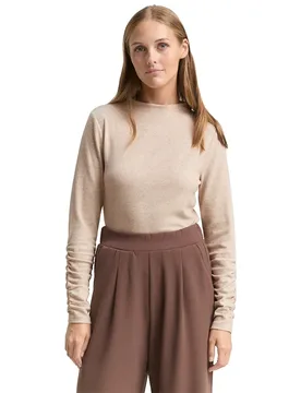 T-shirt à Manches Longues 1047847 Cozy Cosy Beige Melange XL - Tom tailor - FashionsVida