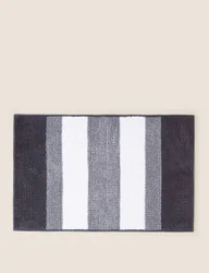 Bobble Striped Bath Mat Charcoal