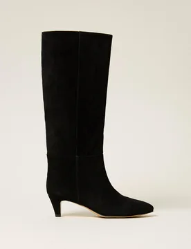 Bottes montantes en cuir velours - TWINSET - FashionsVida