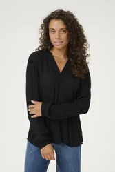 Women's KAamber Blouse V-notch Neck Long Sleeves in Black Size: 8 - Black - Size: 8