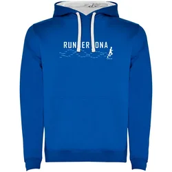 Felpa Con Cappuccio Runner Dna Two-colour Royal Blue / White L