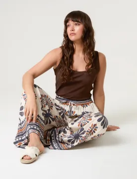 Print Wide-Leg Trousers - L / NAVY - female - Blue Vanilla - FashionsVida