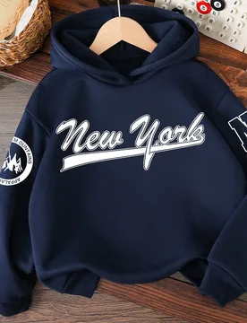 Sudadera cálida con estampado de letras para niño 4Y - Shein - FashionsVida