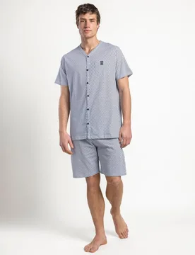 Pijama abierto corto de hombre de punto de color - Admas - FashionsVida