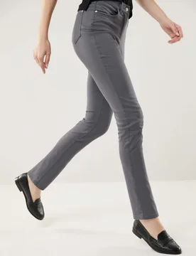 Extraglatt Baumwollhose Feminine F, Feminine Fit#normale Größen#Kurzgrößen#Langgrößen, Farbe Grau, 44, bügelfrei atmungsaktiv Damen - Walbusch - FashionsVida
