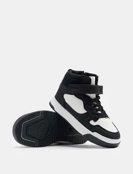 Kids' Freshfeet™ Riptape High Top Trainers (4 Small - 7 Large) Black Mix male - M&S - FashionsVida