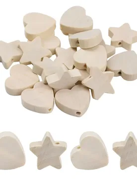 Pcs Natural Wooden Heart Star Wooden Spacer Beads For Jewelry making DIY kids 20mm - Aliexpress - FashionsVida