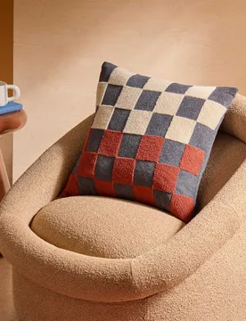Bouclé Checkerboard Cushion Cream Mix - MADE - FashionsVida