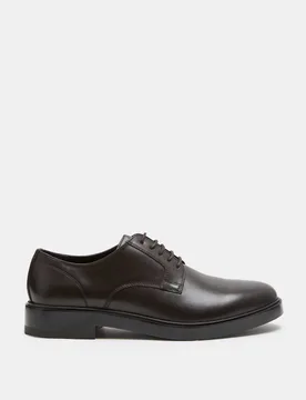 Leather Derby Shoes Dark Brown male - M&S - FashionsVida