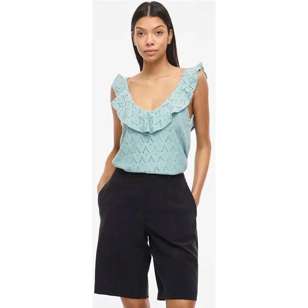 Top de mujer con volantes de algodón - Vila - FashionsVida