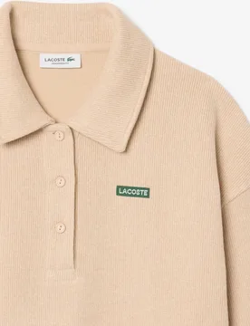 Sudadera de mujer oversize de cuello de polo de mujer de canalé en - Lacoste - FashionsVida