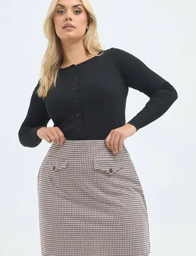 Women's Jacquard Mini Skirt in Light Brown Size: 16 - Light Brown - Size: 16 - Yours - FashionsVida
