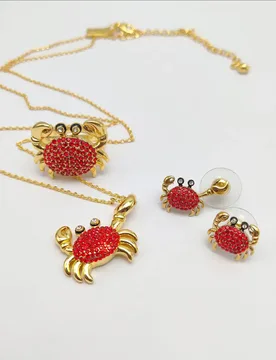 Fashion Stud Cute Red Full Rhinestone Crab Necklace or Earring for Women's Jewelry - Aliexpress - FashionsVida