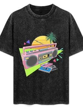 S Retro Boom Box T-Shirt Work Basic Short Sleeve Top - Aliexpress - FashionsVida